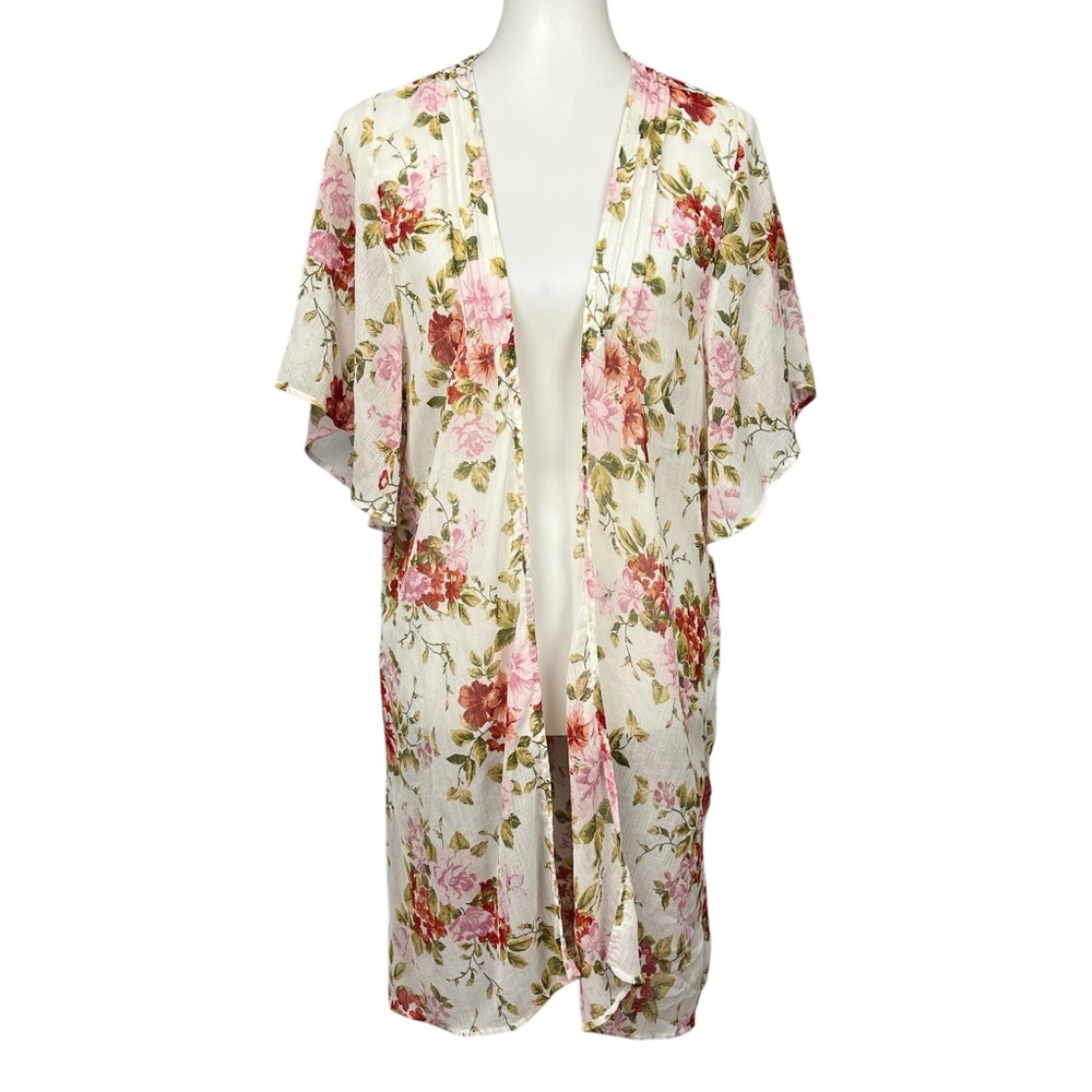 American Eagle Sheer Floral Print Kimono Top Womens Small Festival Boho